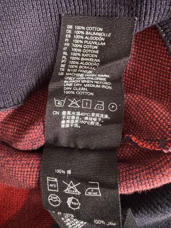 & Other Stories Navy & Red Squiggly Geometry Crop Sweater - Picture 6 of 6